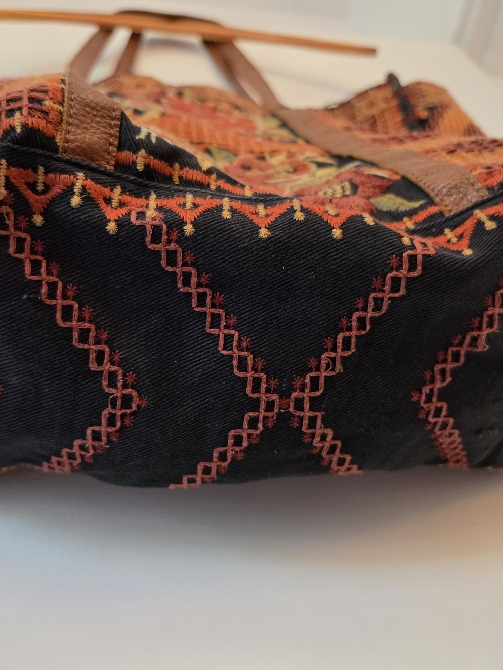 Johnny Was - Bohemian Embroidered Tote Bag in Burnt Orange - Picture 5 of 7